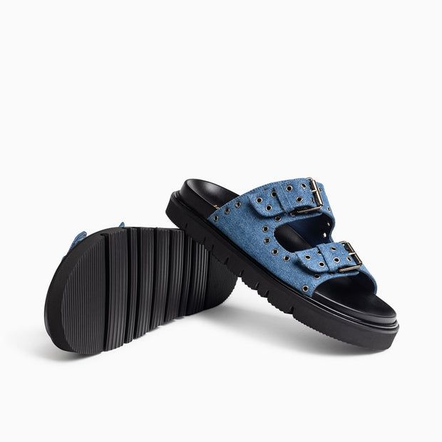 Jon Josef Bold Footbed Sandal in Denim