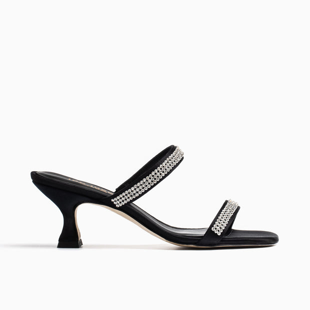 Jon Josef Campana Sandal in Black Satin