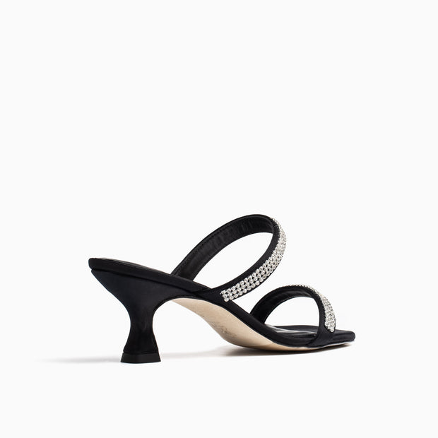 Jon Josef Campana Sandal in Black Satin