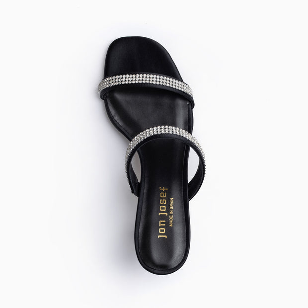 Jon Josef Campana Sandal in Black Satin