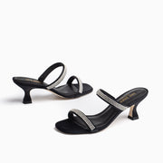 Jon Josef Campana Sandal in Black Satin