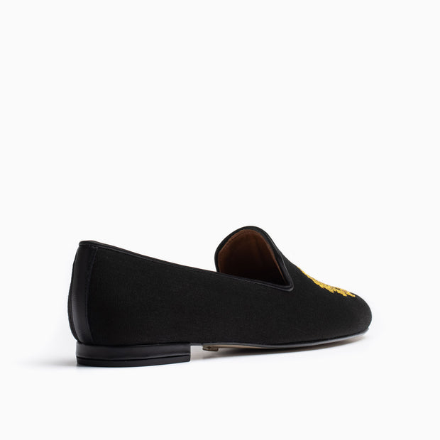 Jon Josef Gatsby Emblem Flat in Black Linen