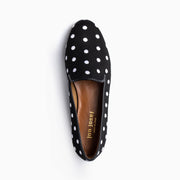 Jon Josef Gatsby Polka Dot Flat in Black Linen