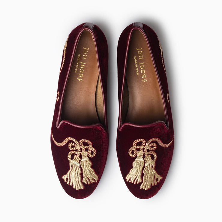 Jon Josef Gatsby Tassels Loafer in Wine Velvet