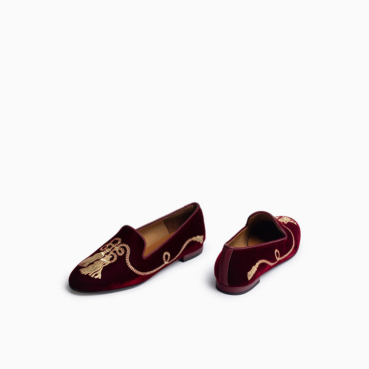 Jon Josef Gatsby Tassels Loafer in Wine Velvet