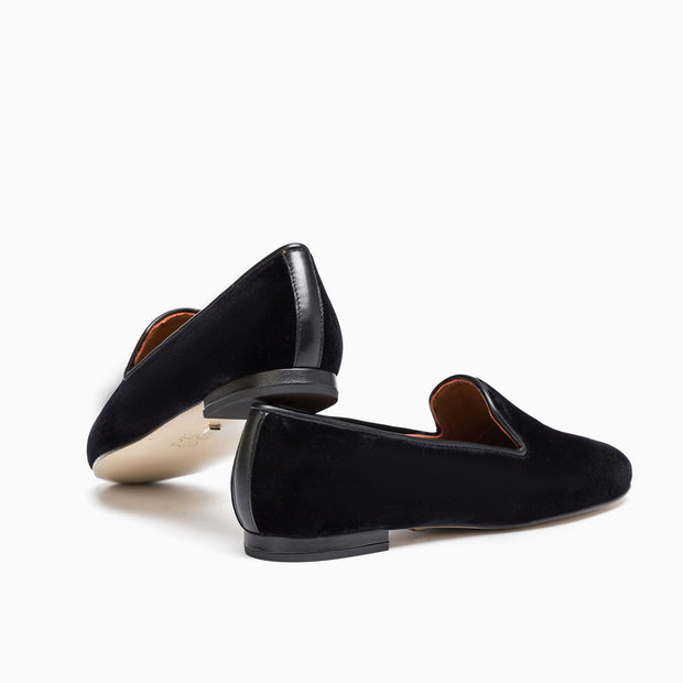 Jon Josef Gatsby Black Velvet Flat in Black Velvet