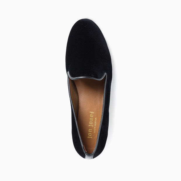 Jon Josef Gatsby Black Velvet Flat in Black Velvet