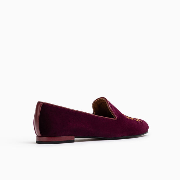 Jon Josef Gatsby Emblem Flat in Burgundy Velvet