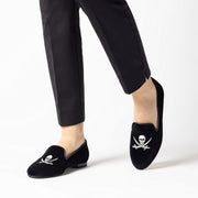 Jon Josef Gatsby Skull Flat in Black Velvet