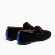 Jon Josef Gatsby Stud Flat in Black Velvet-Blue