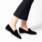 Jon Josef Gatsby Black Velvet Flat in Black Velvet