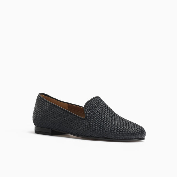 Jon Josef Gatsby Raffia Flat in Black Raffia