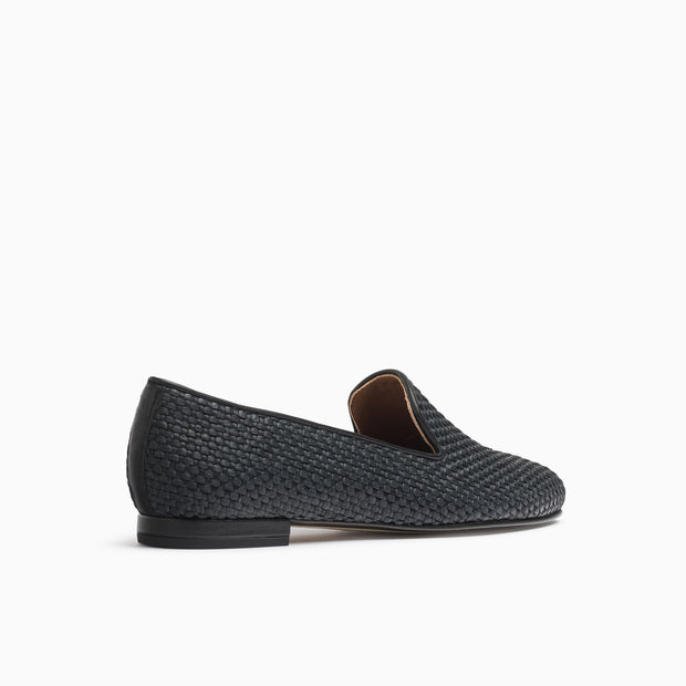 Jon Josef Gatsby Raffia Flat in Black Raffia