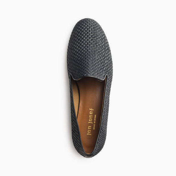 Jon Josef Gatsby Raffia Flat in Black Raffia