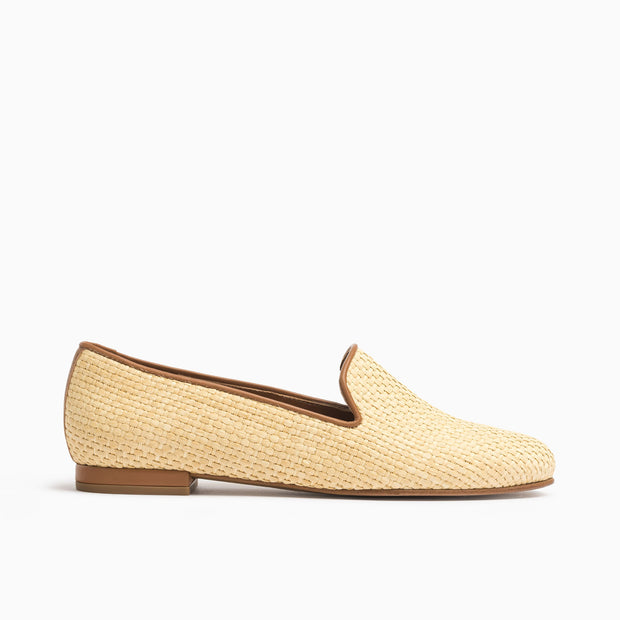 Jon Josef Gatsby Raffia Flat in Natural Raffia