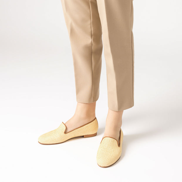 Jon Josef Gatsby Raffia Flat in Natural Raffia