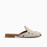 Jon Josef Great Polkadot Mule in Natural Linen-Multi