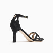 Jon Josef Kimmy Sandal in Black Glitter Satin