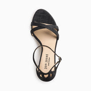 Jon Josef Kimmy Sandal in Black Glitter Satin