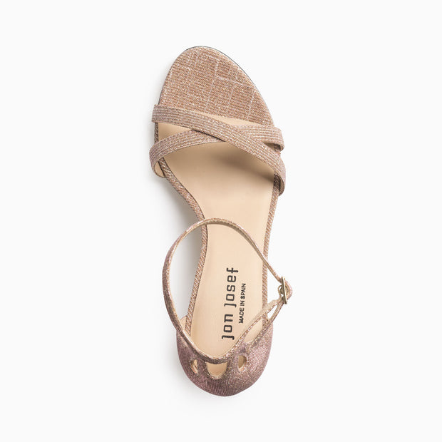 Jon Josef Kimmy Sandal in Beige Glitter Satin