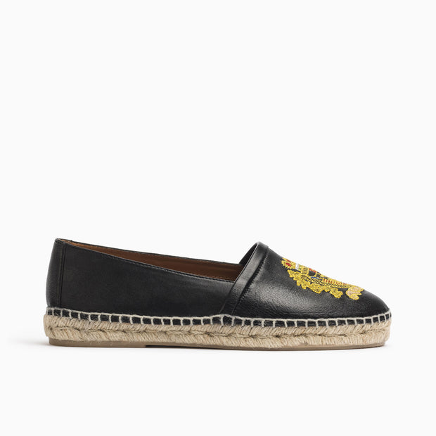 Jon Josef Menorca Emblem Espadrille in Black Leather