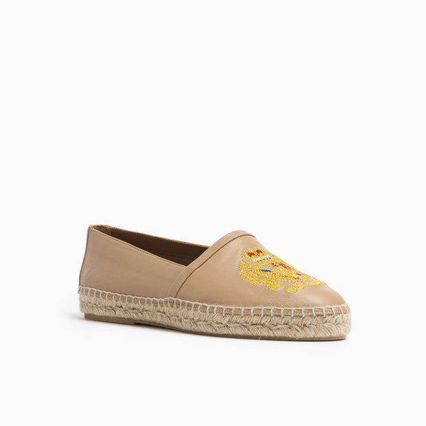 Jon Josef Menorca Emblem Espadrille in Dark Beige Leather