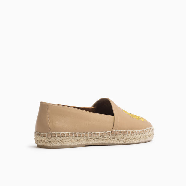 Jon Josef Menorca Emblem Espadrille in Dark Beige Leather