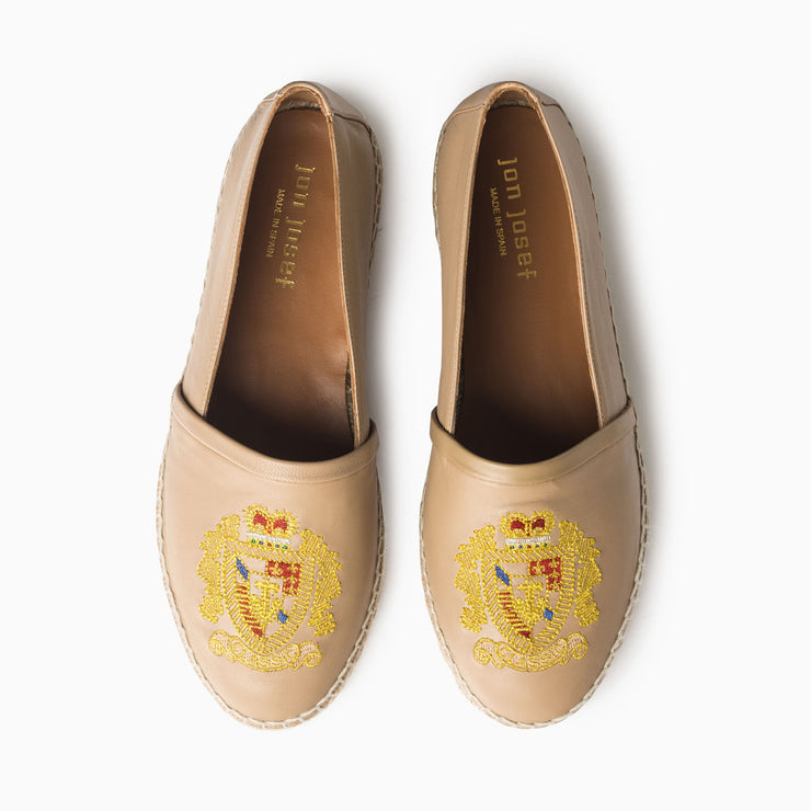 Jon Josef Menorca Emblem Espadrille in Dark Beige Leather