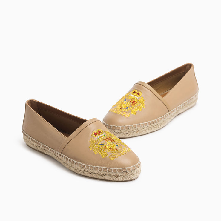 Jon Josef Menorca Emblem Espadrille in Dark Beige Leather