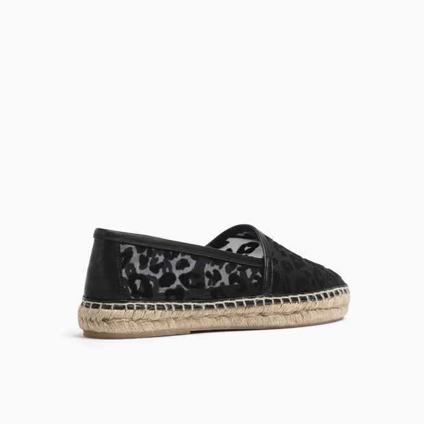 Jon Josef Menorca Espadrille in Black Leo Mesh