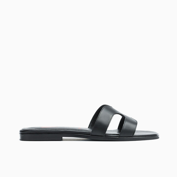 Jon Josef Nelly Flat Sandal in Black Leather