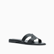 Jon Josef Nelly Flat Sandal in Black Leather