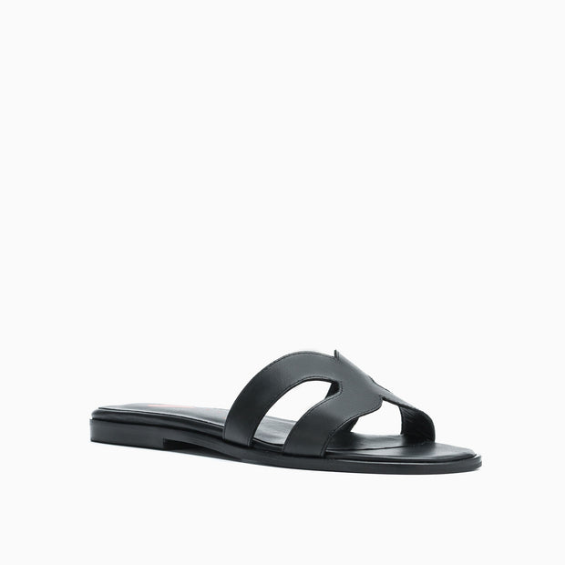 Jon Josef Nelly Flat Sandal in Black Leather