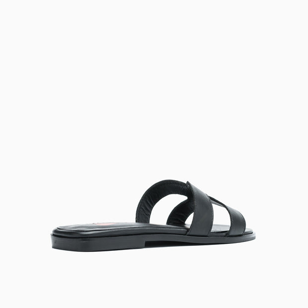 Jon Josef Nelly Flat Sandal in Black Leather