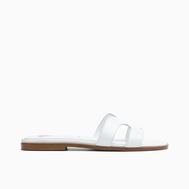 Jon Josef Nelly Flat Sandal in White Leather