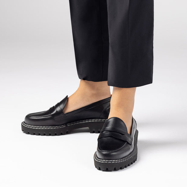 Jon Josef New Penny Loafer in Black Calf Leather