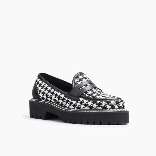 Jon Josef New Penny Loafer in Black White Houndstouth