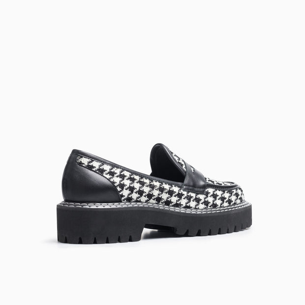 Jon Josef New Penny Loafer in Black White Houndstouth