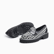 Jon Josef New Penny Loafer in Black White Houndstouth