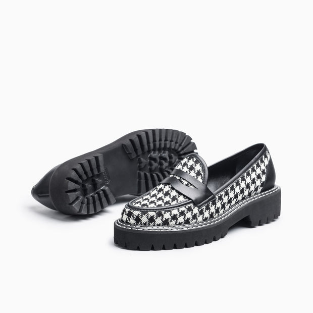 Jon Josef New Penny Loafer in Black White Houndstouth