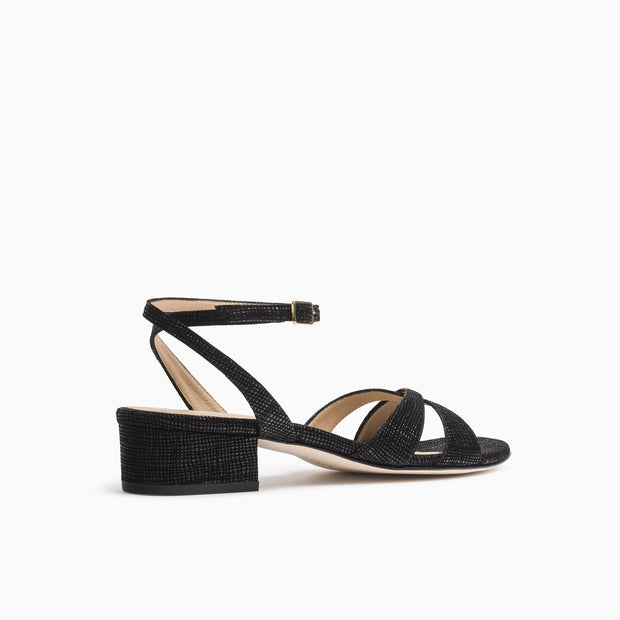 Jon Josef Salsa Sandal in Black Embossed Suede