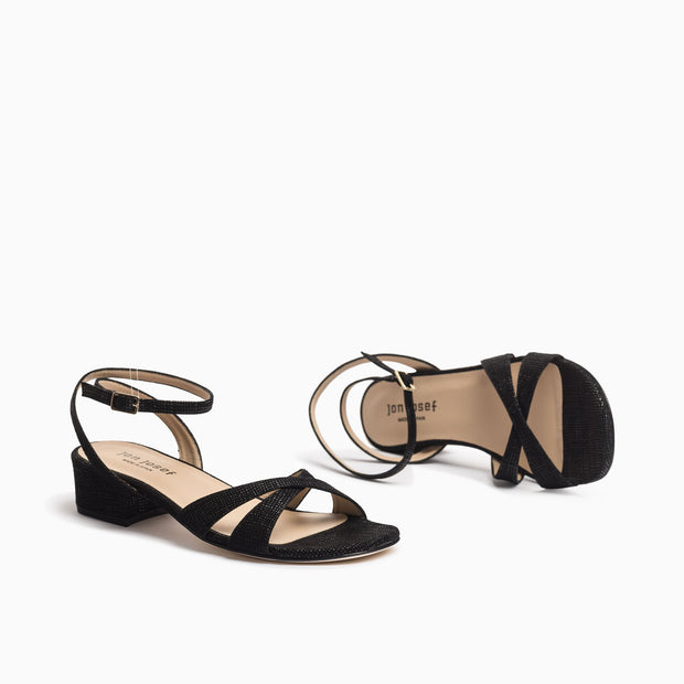 Jon Josef Salsa Sandal in Black Embossed Suede