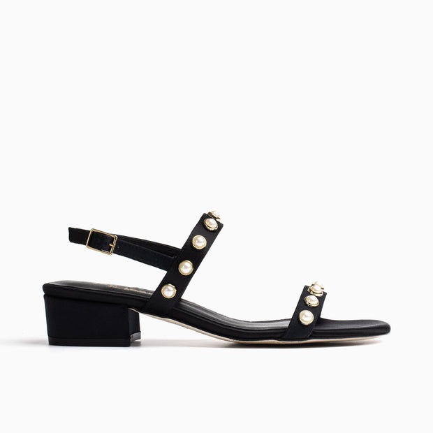 Jon Josef Sawyer Sandal in Black Satin