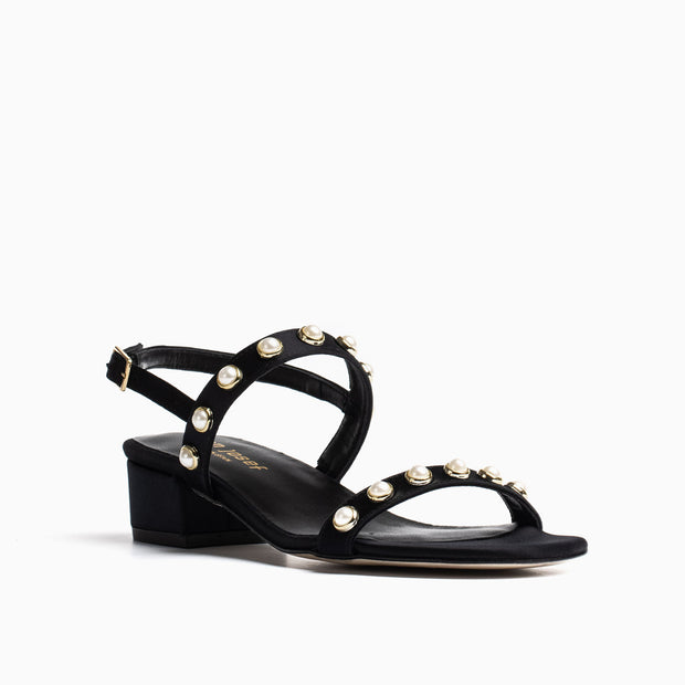 Jon Josef Sawyer Sandal in Black Satin