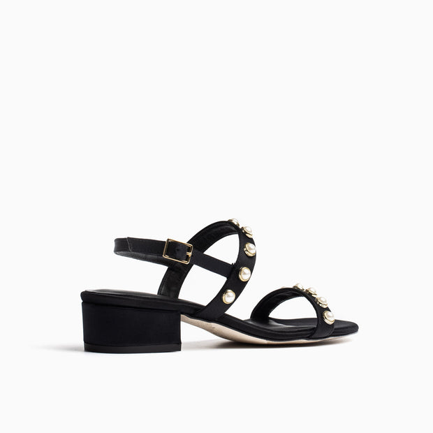 Jon Josef Sawyer Sandal in Black Satin