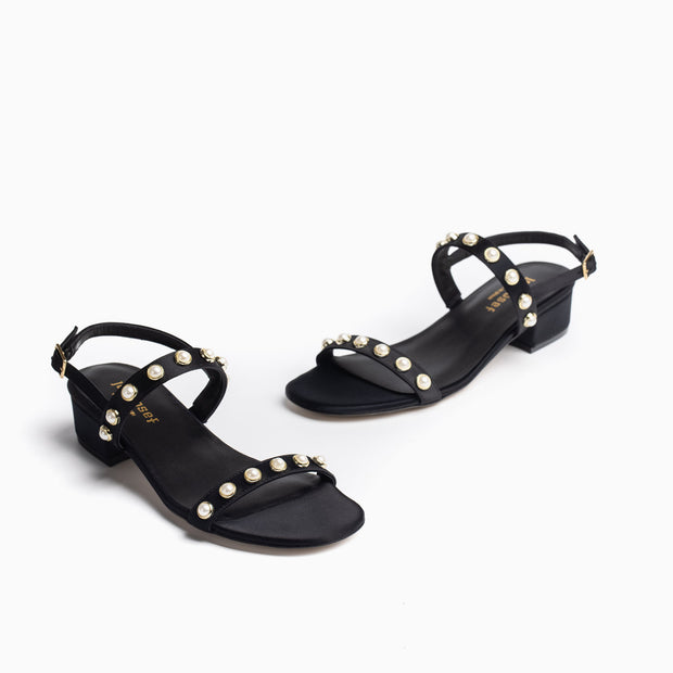 Jon Josef Sawyer Sandal in Black Satin