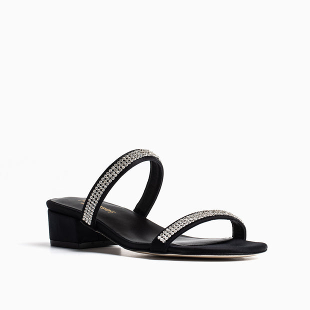 Jon Josef Suarca Sandal in Black Satin