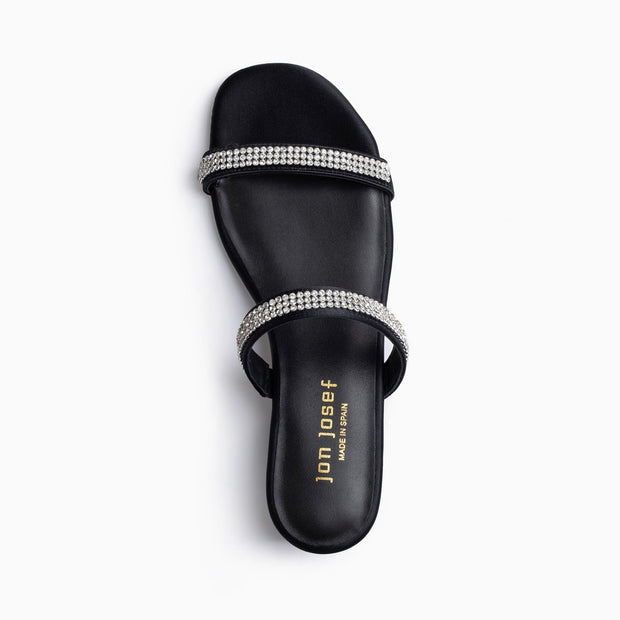 Jon Josef Suarca Sandal in Black Satin