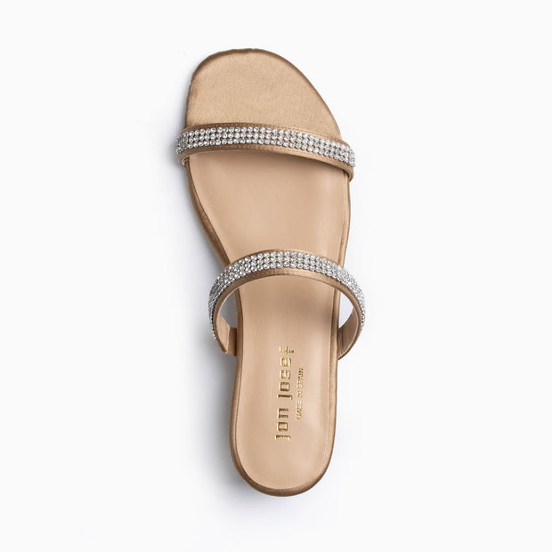 Jon Josef Suarca Sandal in Sand Satin