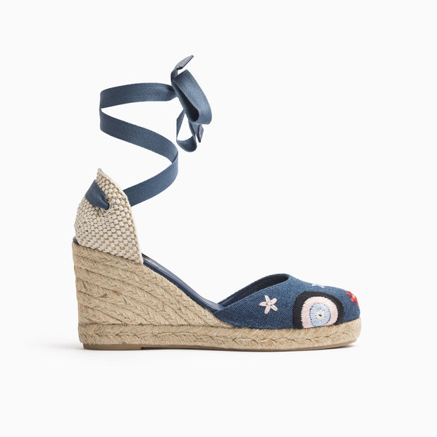 Jon Josef Tabarca Wedge Espadrille in Denim Combo